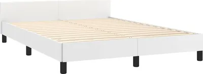 Produktbild von vidaXL Bettgestell mit Kopfteil ohne Matratze Weiß 140x190 cm