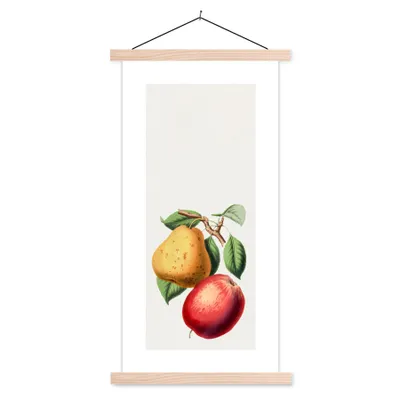 Produktbild von MuchoWow® Textilposter Birne - Apfel - Lebensmittel 40x80 cm mit holzfarbenen Rahmen - Wohnzimmer