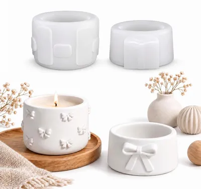 Productafbeelding van Siliconen vorm voor kaarsen – set van 2 stuks met strikmotief – gietvormen voor decoraties