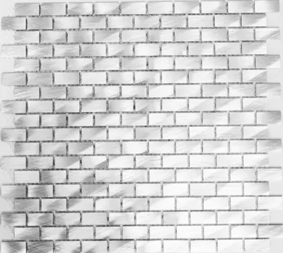 Produktbild von Mosaik Rückwand Aluminium silber Brick Fliesenspiegel Küche MOS48-0204_f