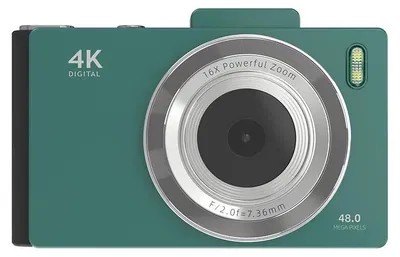 Obrázek produktu pro Digitální fotoaparát – kompaktní fotoaparát – 48 MP – automatické zaostřování – HD displej 7,1 cm – duální objektiv – 64 GB – retro design – zelený