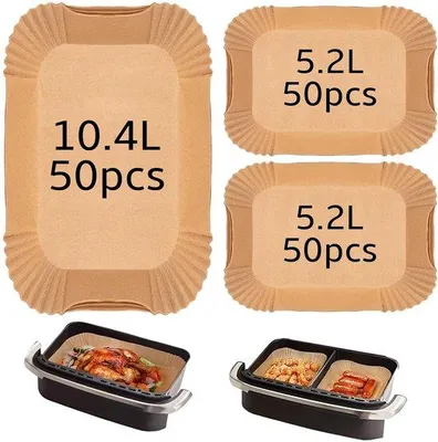 Zdjęcie produktu dla 150 arkuszy papieru do pieczenia do frytkownicy Airfryer, do modeli AF500EU 10,4 l, XXL 10 l, 9 l, 10 l, wodoodporne i odporne na olej, z powłoką nieprzywierającą, do frytkownicy na gorące powietrze