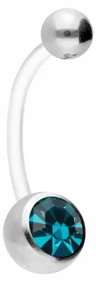 Produktbild von Bauchnabelpiercing PTFE Bananabell mit Chirurgenstahl-Kugeln KRISTALL