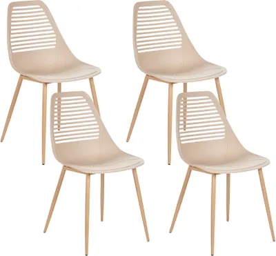 Obrázek produktu pro BELIANI Sada 4 jídelních židlí béžová syntetický sedák kovové nohy moderní jednoduché minimalistické sezení