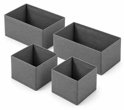 Aufbewahrungsboxen-Set, 4-teilig, hellgrau, faltbar