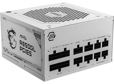 Produktbild von MSI MAG A850GL PCIE5 WHITE Netzteil 850 W 20+4 pin ATX ATX Weiß