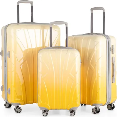 Immagine prodotto di Suitline - Set di 3 valigie a rotelle valigia rigida 4 ruote bagaglio a mano trolley e valigia da stiva valigia da viaggio espandibile Set di valigie da viaggio valigia rigida ABS, TSA,Safari Sunrise