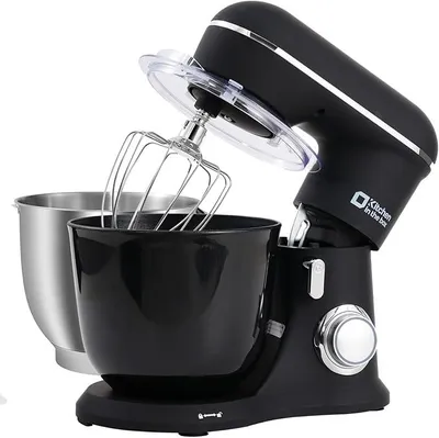 Produktbild von Küchenmaschine, 4,5 L & 5 L Knetmaschine, 10+P Geschwindigkeits Teigmaschine mit Knethaken, Rührhaken und Schneebesen, 1300 W, Schwarz