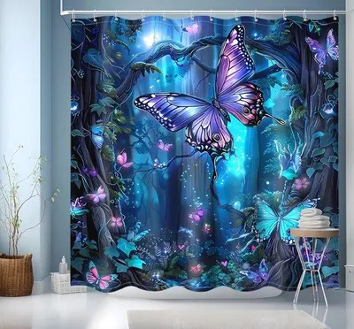 Produktbild von Badezimmer Vorhang - Badzimmer Dekoration - Verstärkter Zoom - 200 x 200 cm - Blau