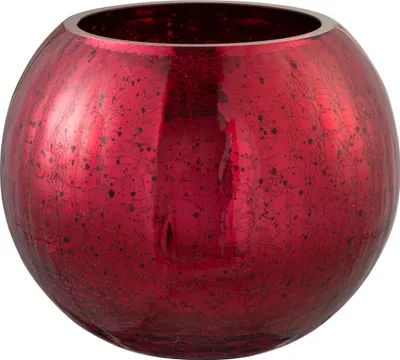 Image de J-Line J-Line Photophore Boule Fissuré - Verre - Rouge Brillant - Large