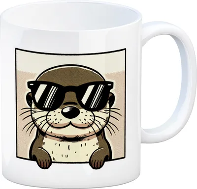 Produktbild von Retro Otter mit Sonnenbrille Kaffeebecher