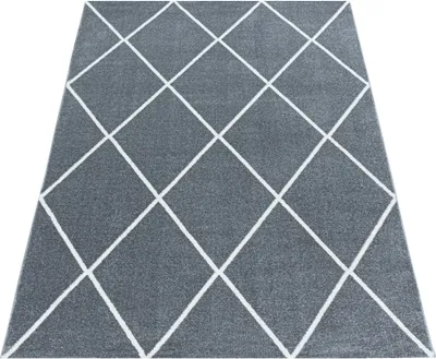 Produktbild von Teppich Läufer Wohnzimmer Silber 80x150 Geometrisches Design aus Polypropylen