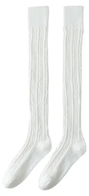 Produktbild von Damen-Oberschenkelstrümpfe, extra lang, doppelt rautenförmig gestrickt, Winter-Thermo-Baumwoll-Stiefelstrümpfe, Beinwärmer