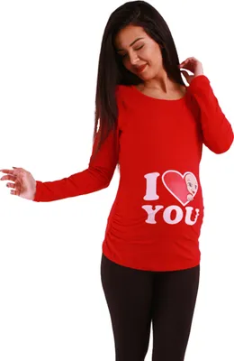 Produktbild von M.M.C. Umstandslangarmshirt I Love You mit Motiv, L, Rot