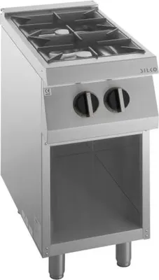 Immagine prodotto di Cucina a gas KBS con 2 fuochi, 2 x 6,0 kW, base aperta, 400 x 730 x 900 mm, 12 kW, acciaio inox.