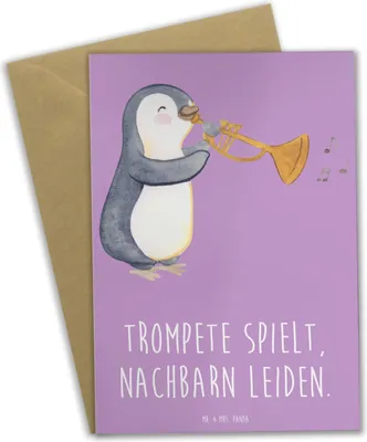 Produktbild von Mr. & Mrs. Panda Grußkarte Trompete Freude - Lavendeltraum - Geschenk, weihnachtskarten, Instrument, osterkarte, musikalisch, laut, einladungskarten, Lernen, Musikerleben