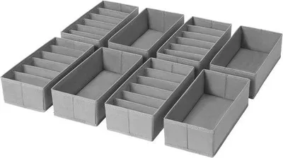 Obrázek produktu pro Světle šedá sada organizérů, 30 x 15 x 9 cm, na dětské oblečení a doplňky