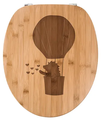 Produktbild von Mr. & Mrs. Panda Toilettendeckel Igel im Heißluftballon - Transparent - Geschenk, Luftballon, Herzen, fliegen, WC-Brille, WC Sitz, Toilettenbrille, Brille, Klodeckel