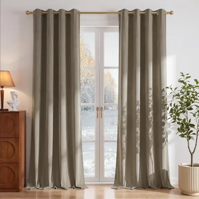 Samt Thermo-Vorhang mit Ringen, 2 Stk., 132x245 cm