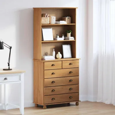 Produktbild von vidaXL Hutch ASKIM Honigwachs 91 x 40 x 200,5 cm Massives Kiefernholz