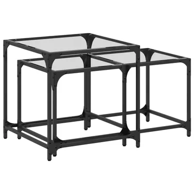 Produktbild von vidaXL Satztische 2 Stk. mit Glasplatte Transparent Stahl