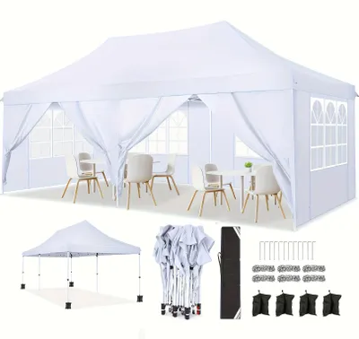 Produktbild von Pop-Up-Zelt – Partyzelt – Faltzelt – Outdoor-Zelt – Abnehmbare Seitenteile – 3 x 6 Meter – Inklusive Tragetasche