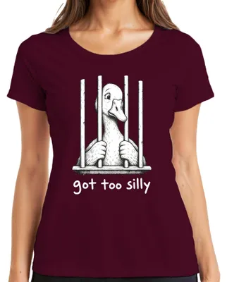 Immagine prodotto di Maglietta da donna con scritta "Got Too Silly Gans Gefängnis Lustig Knast Statement", colore bordeaux, taglia M