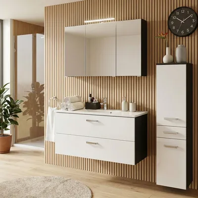 Produktbild von Badmöbel Set PADUA-03 Hochglanz weiß, graphitgrau Waschplatz 80cm