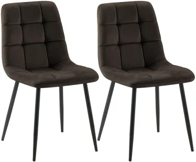Produktbild von CLP 2er Set Esszimmerstühle Tilde gepolstert mit Rückenlehnen bis 150 kg belastbar braun Material Samt, KI-generiertes Bild