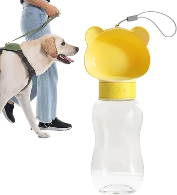 Imagen del producto de Botella de agua para perros - Bebedero portátil - Ideal para viajar con perros - Diseño a prueba de fugas - 600 ml - Azul