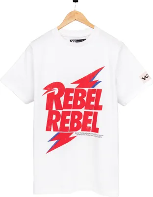 Produktbild von David Bowie - "Rebel Rebel" T-Shirt für Kinder NS6800 (146-152) (Weiß/Rot)