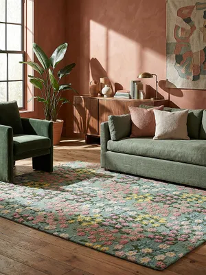 Teppich Multicolor-Grün rechteckig als Wandteppich Wanddekoration Textilkunst Interior Design_#sku_SAF503119380025-SAF503119380026-SAF503119380027#
