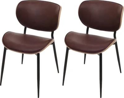 Produktbild von 2er-Set Esszimmerstuhl MCW-O45, Bugholz Kunstleder 280g/m²  MVG-  natur, vintage braun