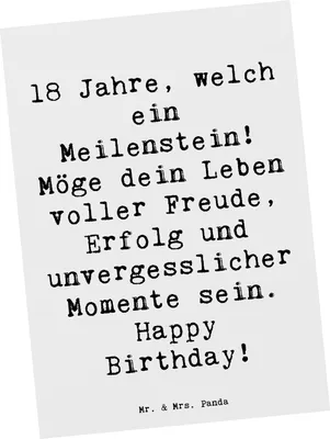 Produktbild von Mr. & Mrs. Panda Postkarte Spruch 18. Geburtstag Meilenstein - Weiß - Geschenk, Grußkarte, Geburtstagsgeschenk, Erwachsenwerden, Postkarten, einzelkarte, Fotokarte