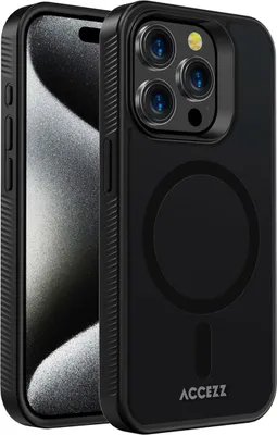 Produktbild von Accezz Rugged Frosted Back Cover mit MagSafe iPhone 15 Pro Max - Schwarz