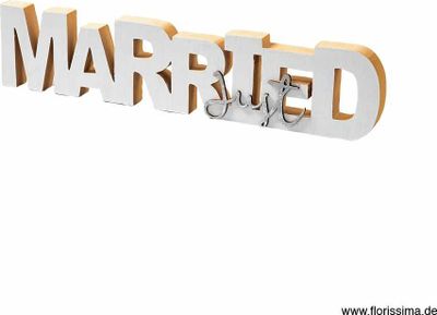 1 HOLZ SCHILD MARRIED 35X7CM WEIß