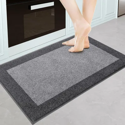 Image de Tapis de cuisine 60 x 90 cm, gris, tapis anti-saleté, lavable, paillasson
