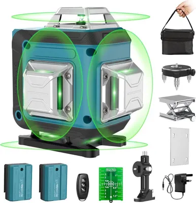 Image de Niveau laser rotatif - 4 x 360° - Niveau laser vert autonivelant - Laser rotatif - Coffret
