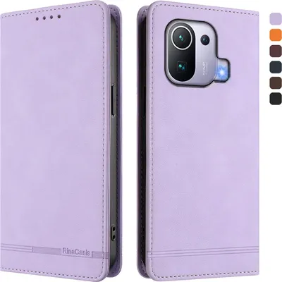 Immagine prodotto di Custodia per Xiaomi Mi 11 Pro, custodia retro in Finto cuoio con supporto e slot per carte Purple