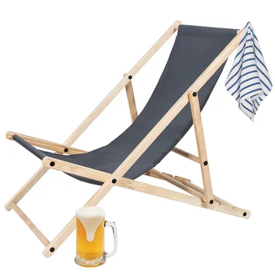 Obrázek produktu pro Yakimz Lounger Relax Lounger Sun Chair 120kg Chair Lounger Cosy Folding Wood Grey