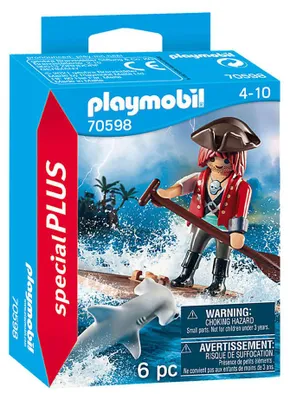 Image de PLAYMOBIL Pirates Piraat met Vlot en Hamerhaai - 70598