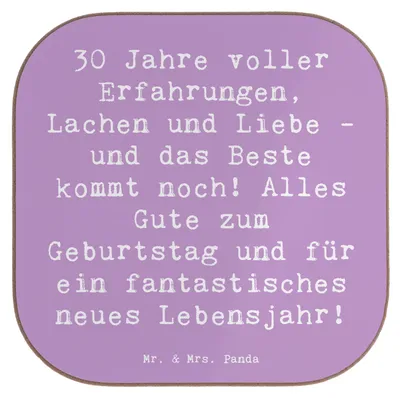 Produktbild von Mr. & Mrs. Panda Untersetzer für Gläser Spruch 30. Geburtstag - Lavendeltraum - Geschenk, besondere Geschenke, gläseruntersetzer, Tassen, Magie, Lachen, Freunde, Alter