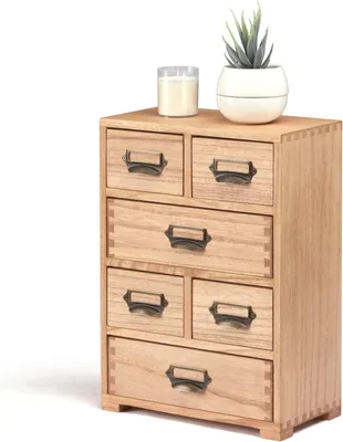 Image de Bureau Kast - Organisateur de tiroirs - Rangement de bureau - Six tiroirs - 36x14x28 cm - Naturel