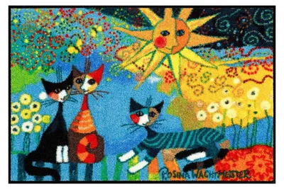 Image de Tapis de porte lavable - Antidérapant - Durable - Tapis d'intérieur/extérieur - Motif chat - 50 x 75 cm