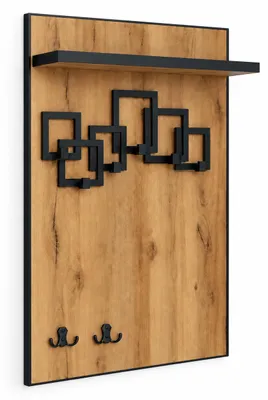 Zdjęcie produktu dla Wieszak ścienny 60 cm na ubrania, do przedpokoju Dąb Craft Złoty | ArtD Home