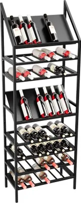 Immagine prodotto di MetaloPro Portabottiglie Rioja – Portabottiglie in metallo nero per 56 bottiglie di vino, design robusto, ideale per la cucina, la cantina o il bar – 170×60×30 cm