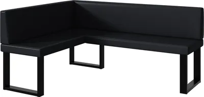 Produktbild von MEBLINI Eckbank für Esszimmer - Küchenbank - Essecke - Sitzecke Küche - ERIC - U-Beine 128x168x87cm Links - Schwarz Kunstleder