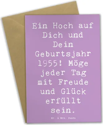 Produktbild von Mr. & Mrs. Panda Grußkarte Spruch 1955 Geburtstag - Lavendeltraum - Geschenk, einladungskarten, Erinnerungen, Geburtstagsgeschenk, Happy Birthday, hochzeitskarten, Alter