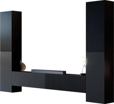 Produktbild von MIRJAN24 Wohnwand Capital II, Große Anbauwand, Wohnzimmer-Set (Farbe: Schwarz)