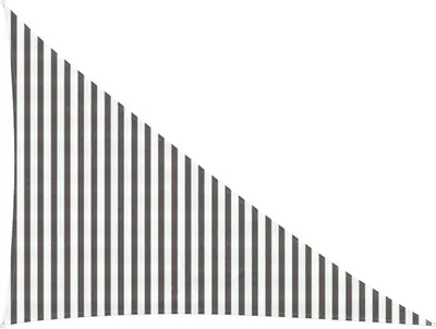 Imagen del producto de Toldo triangular gris claro, blanco, de 3 x 4 x 5 metros, fabricado en HDPE, con protección UV, ideal para jardín, terraza, balcón y espacios exteriores. Proporciona sombra y protección solar, es resistente al viento y al agua